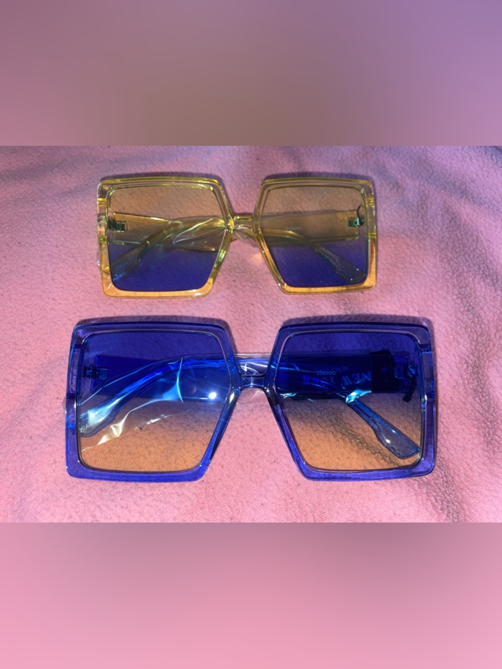Retro Square Oversized Sunglasses - Blue & Yellow